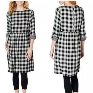 J Jill b & w Buffalo plaid knee length dress
